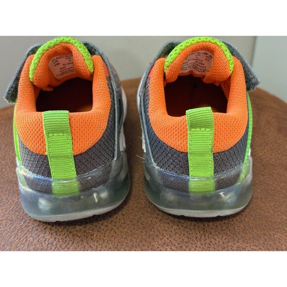 SAUCONY FLASH GLOW LITTLE KIDS' TODDLER SIZE 6 HOOK & LOOP ANTI-ODOR ORANGE - Picture 8 of 10